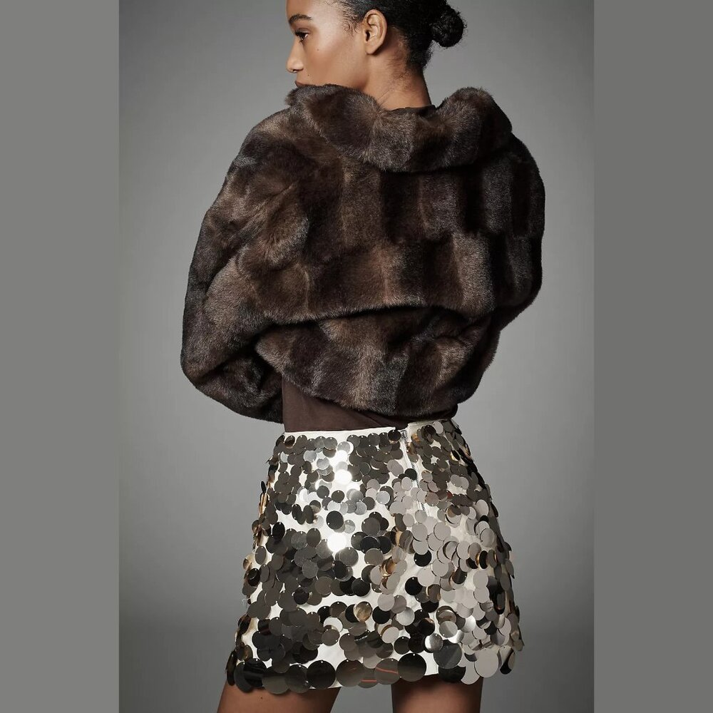 NEW Significant Other Size 10 Women's Jorja Sequin Mini Skirt - Silver/ Cream - Picture 3 of 4